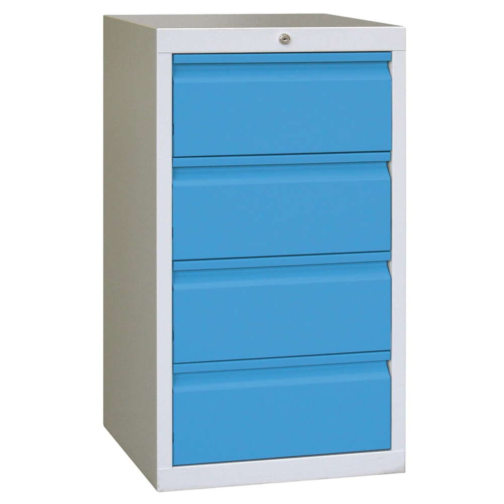 Illustration du produit: Armoire à tiroirs légère PAVOY, guidage à coulissement, tiroirs 4 x 200 mm, largeur 500 mm, bleu clair, gris clair