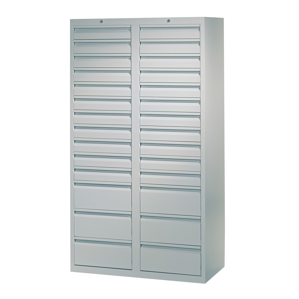 N° de l'image du produit 3 : Armoire à tiroirs légère PAVOY, guidage à galets, tiroirs 22 x 100 mm + 6 x 200 mm, largeur 1 000 mm, gris anthracite, gris clair