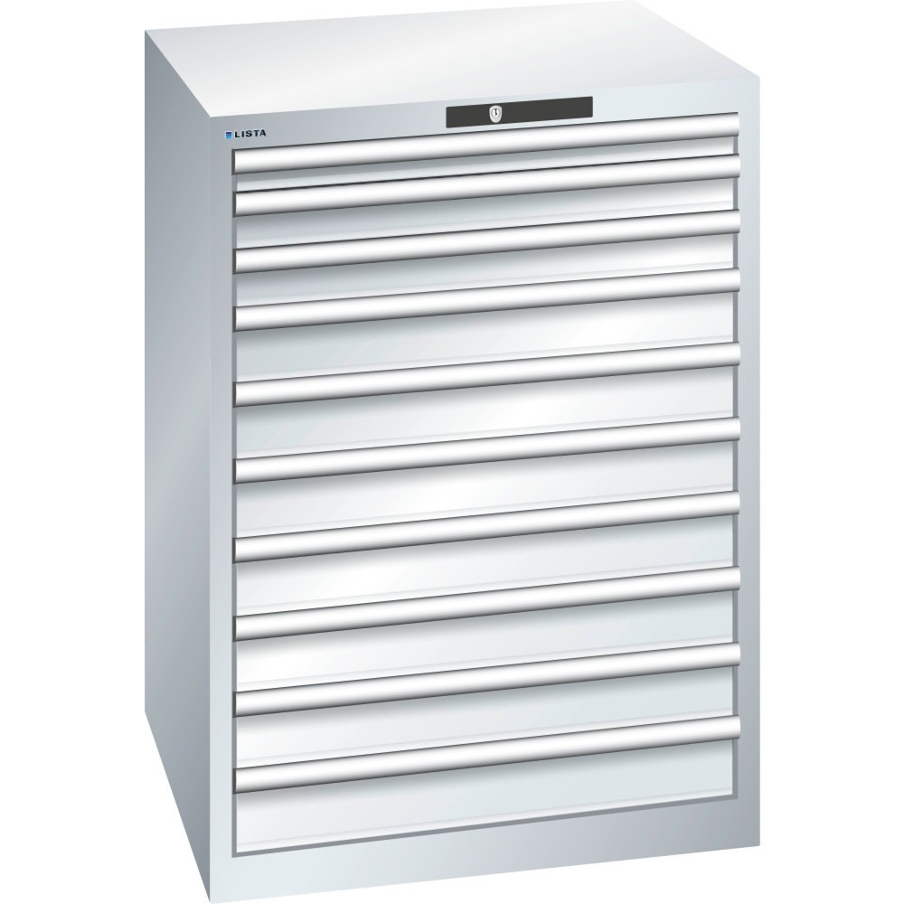 Illustration du produit: Armoire à tiroirs LISTA 36x36E, (lxPxH) 717x725x1 000 mm, 10 tiroirs, 1 x 50 / 2 x 75 / 7 x 100, gris clair, KEY Lock