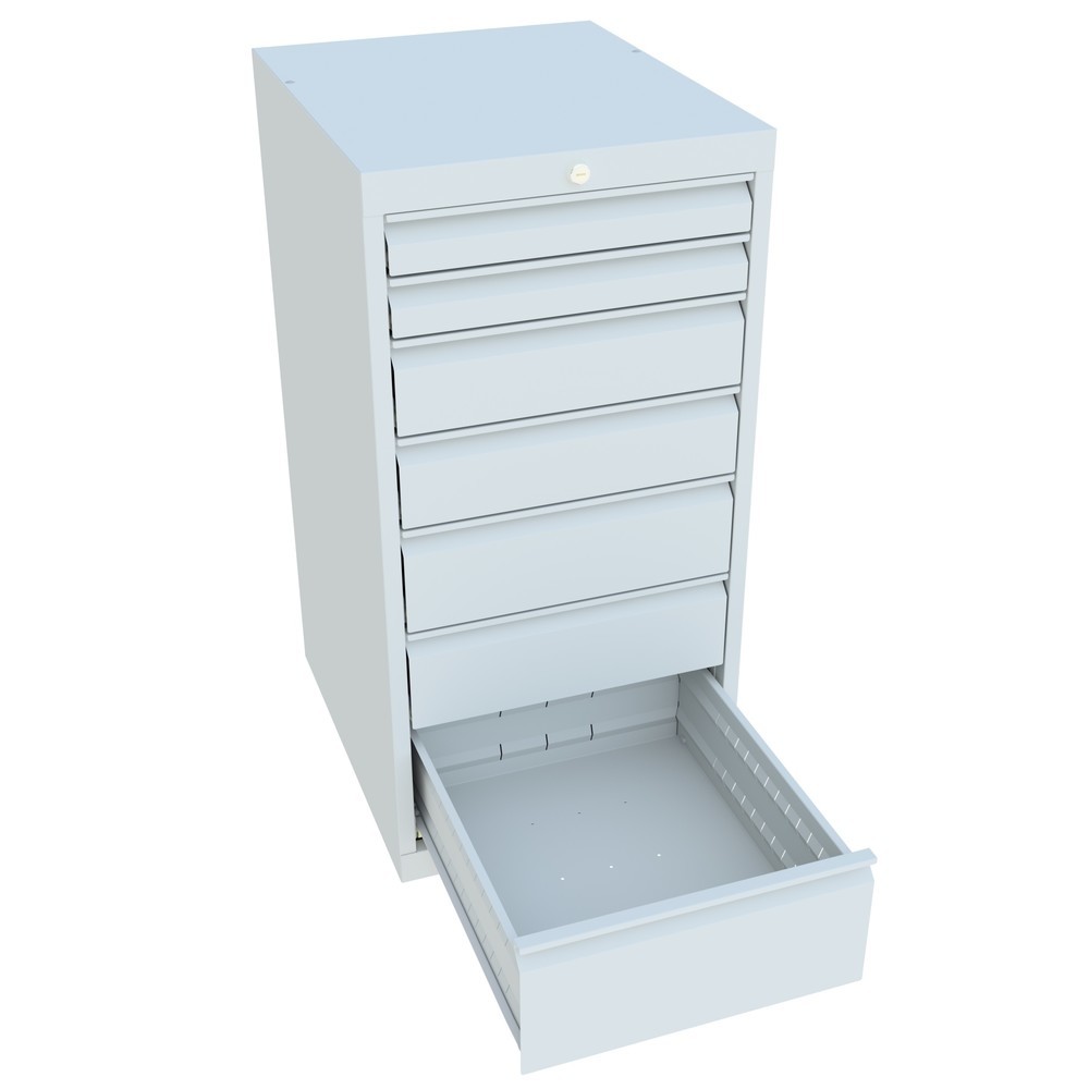 N° de l'image du produit 3 : Armoire à tiroirs PAVOY, hauteur 1 000 mm, tiroirs 2 x 75 mm + 2 x 125 mm + 2 x 150 + 1 x 200 mm, largeur 500 mm, gris clair, gris clair