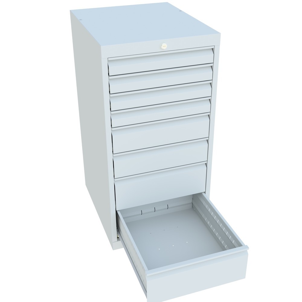 N° de l'image du produit 3 : Armoire à tiroirs PAVOY, hauteur 1 000 mm, tiroirs 4 x 75 mm + 2 x 125 mm + 2 x 175 mm, largeur 500 mm, gris clair, gris clair