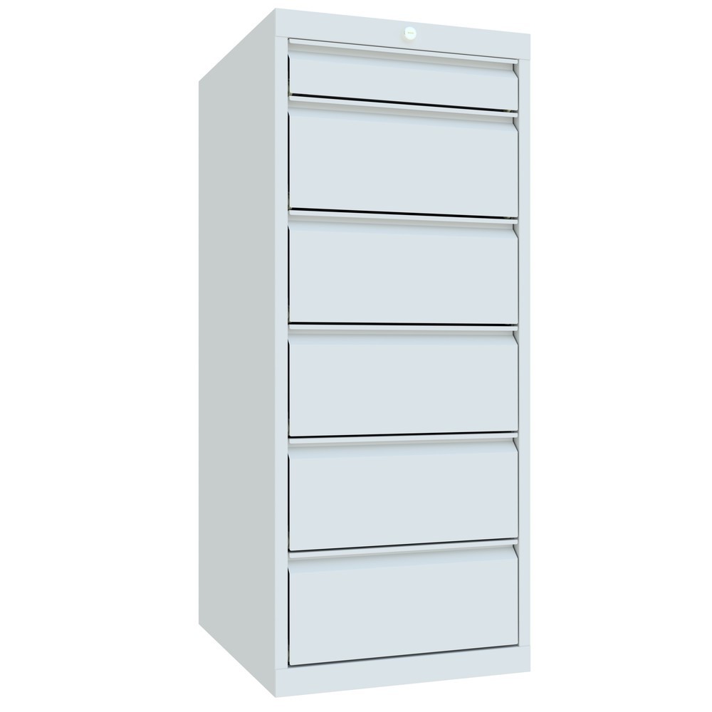 N° de l'image du produit 2 : Armoire à tiroirs PAVOY, hauteur 1 200 mm, tiroirs 1 x 100 mm + 5 x 200 mm, largeur 500 mm, gris clair, gris clair