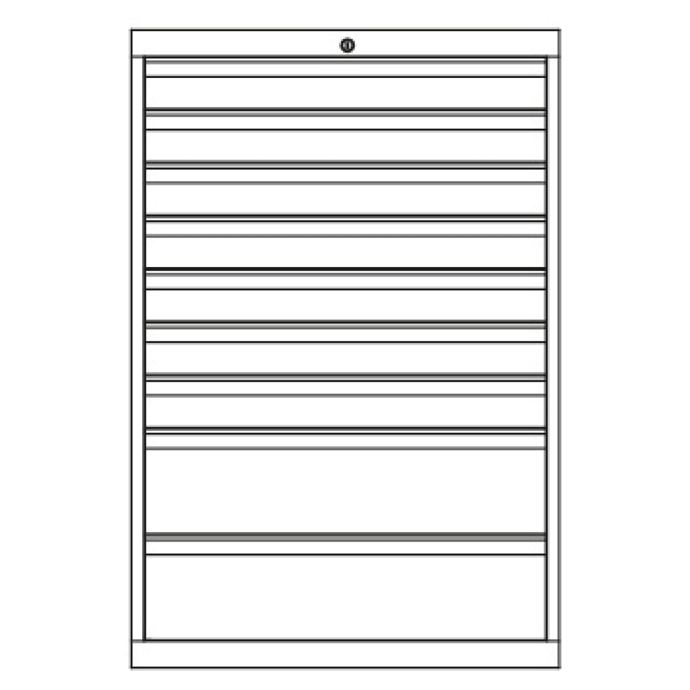N° de l'image du produit 3 : Armoire à tiroirs PAVOY, hauteur 1 200 mm, tiroirs 7 x 100 mm + 2 x 200 mm, largeur 1 023 mm, gris clair, bleu gentiane