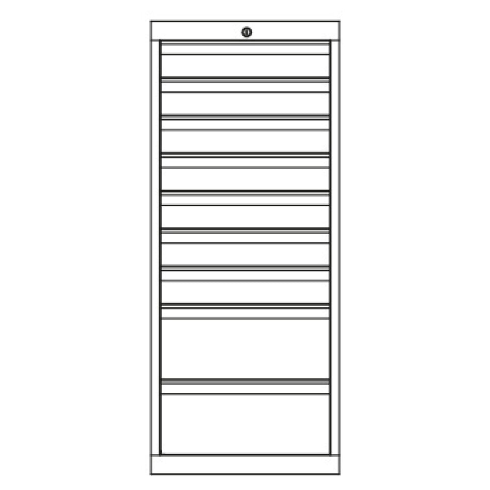 N° de l'image du produit 3 : Armoire à tiroirs PAVOY, hauteur 1 200 mm, tiroirs 7 x 100 mm + 2 x 200 mm, largeur 500 mm, gris clair, gris anthracite