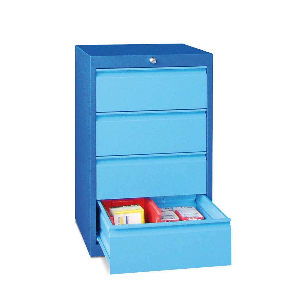 N° de l'image du produit 2 : Armoire à tiroirs PAVOY, hauteur 800 mm, tiroirs 4 x 175 mm, largeur 500 mm, gris clair, bleu gentiane