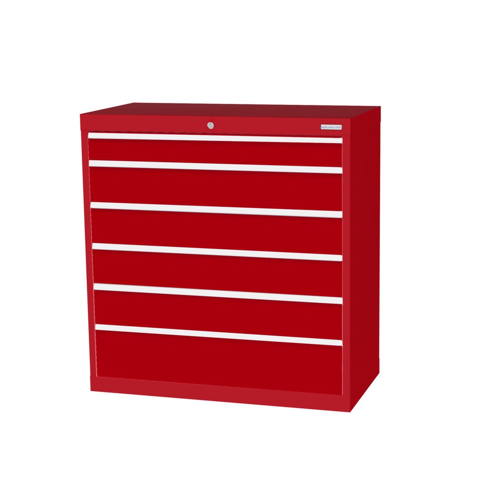 Illustration du produit: Armoire à tiroirs Profi, tiroirs de 1 x 100 + 4 x 150 + 1 x 200 mm, H x l x P 1 019 x 980 x 500 mm Bedrunka+Hirth, rouge rubis, rouge rubis