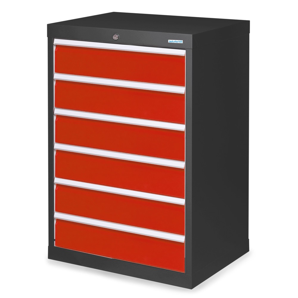 Illustration du produit: Armoire à tiroirs Profi, tiroirs de 6 x 150 mm, H x l x P 1 019 x 680 x 500 mm Bedrunka+Hirth, gris anthracite, rouge signalisation