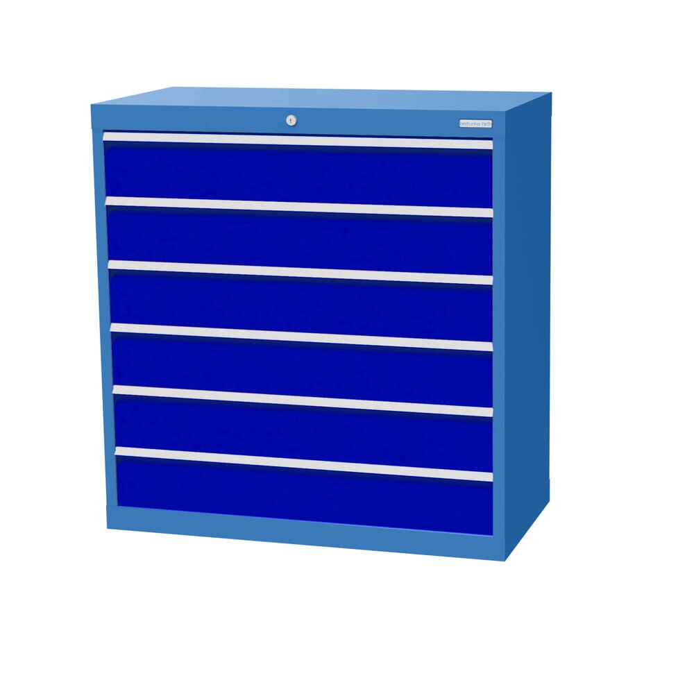 Illustration du produit: Armoire à tiroirs Profi, tiroirs de 6 x 150 mm, H x l x P 1 019 x 980 x 500 mm Bedrunka+Hirth, bleu clair, bleu gentiane
