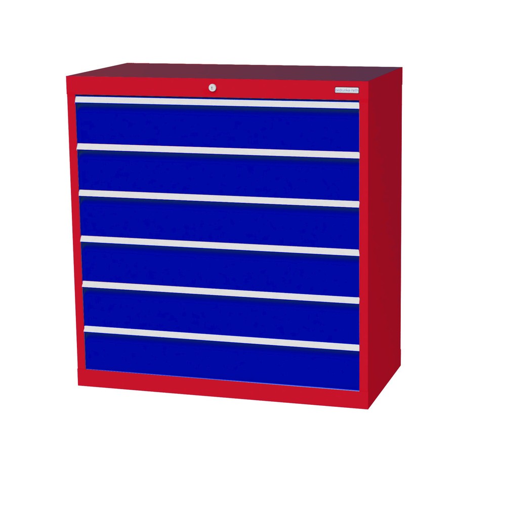 Illustration du produit: Armoire à tiroirs Profi, tiroirs de 6 x 150 mm, H x l x P 1 019 x 980 x 500 mm Bedrunka+Hirth, rouge signalisation, bleu gentiane