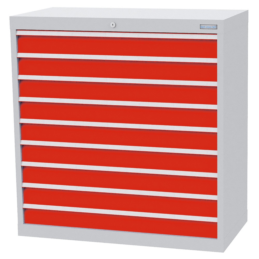 Illustration du produit: Armoire à tiroirs Profi, tiroirs de 9 x 100 mm, H x l x P 1 019 x 980 x 500 mm Bedrunka+Hirth, gris clair, rouge signalisation