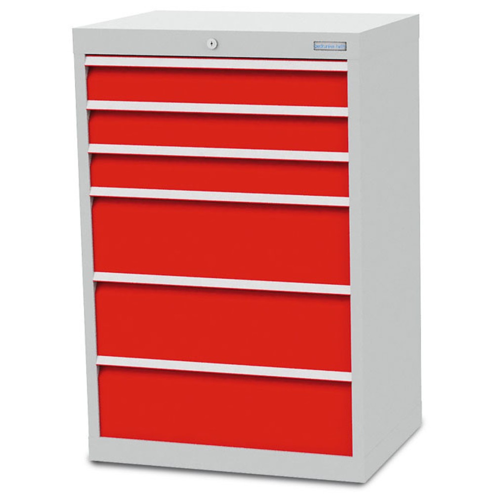 Illustration du produit: Armoire à tiroirs R 24-16 Bedrunka+Hirth, H x l x P 1 019 x 680 x 500 mm, gris clair, bleu clair, 6 tiroirs