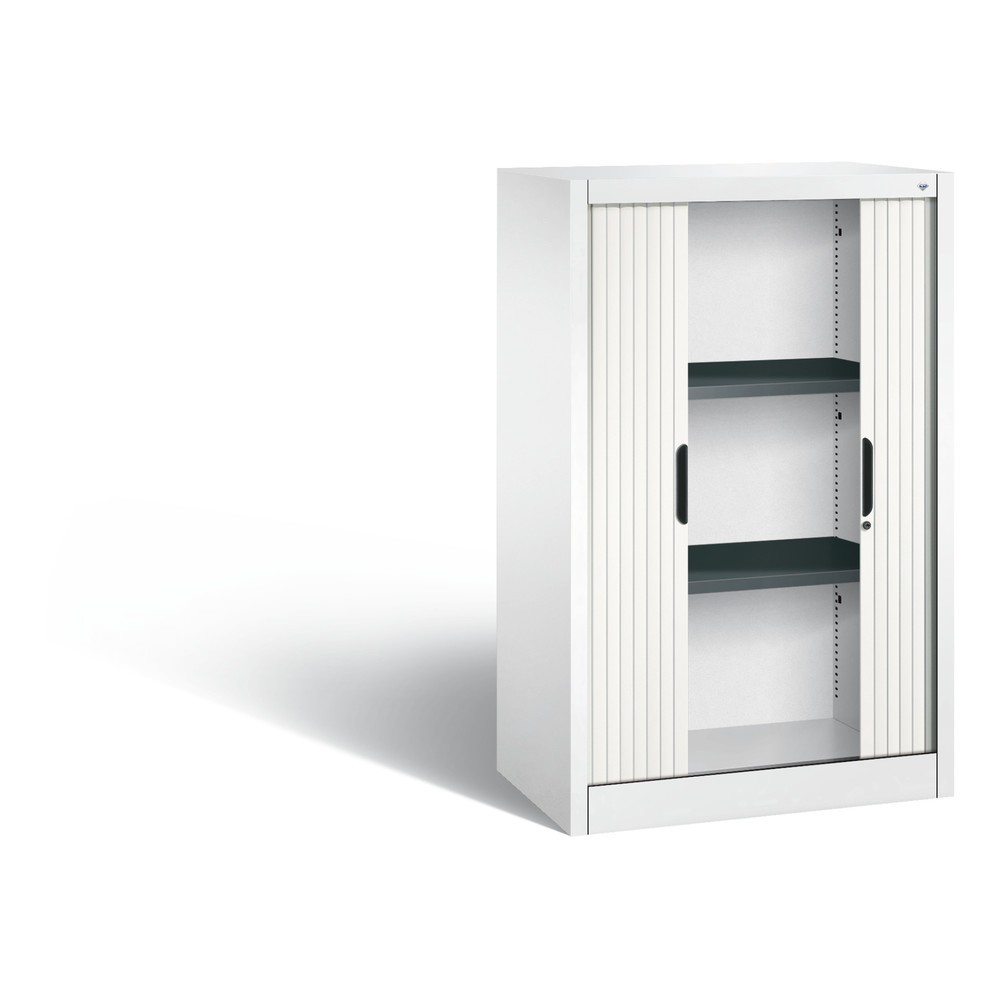 N° de l'image du produit 4 : Armoire à volet roulant C+P, 3 hauteurs de classeur, largeur 800 mm, blanc pur
