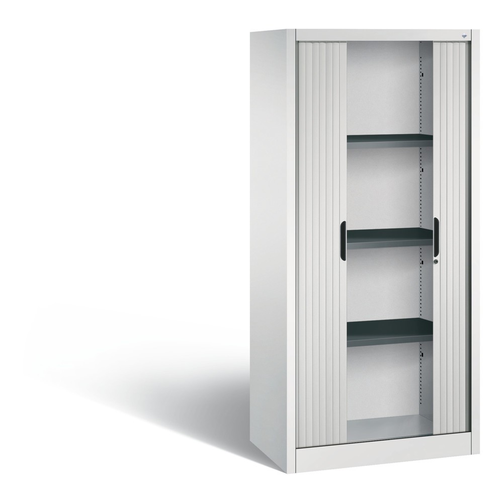 N° de l'image du produit 3 : Armoire à volet roulant C+P, 4 hauteurs de classeur, largeur 800 mm, gris clair