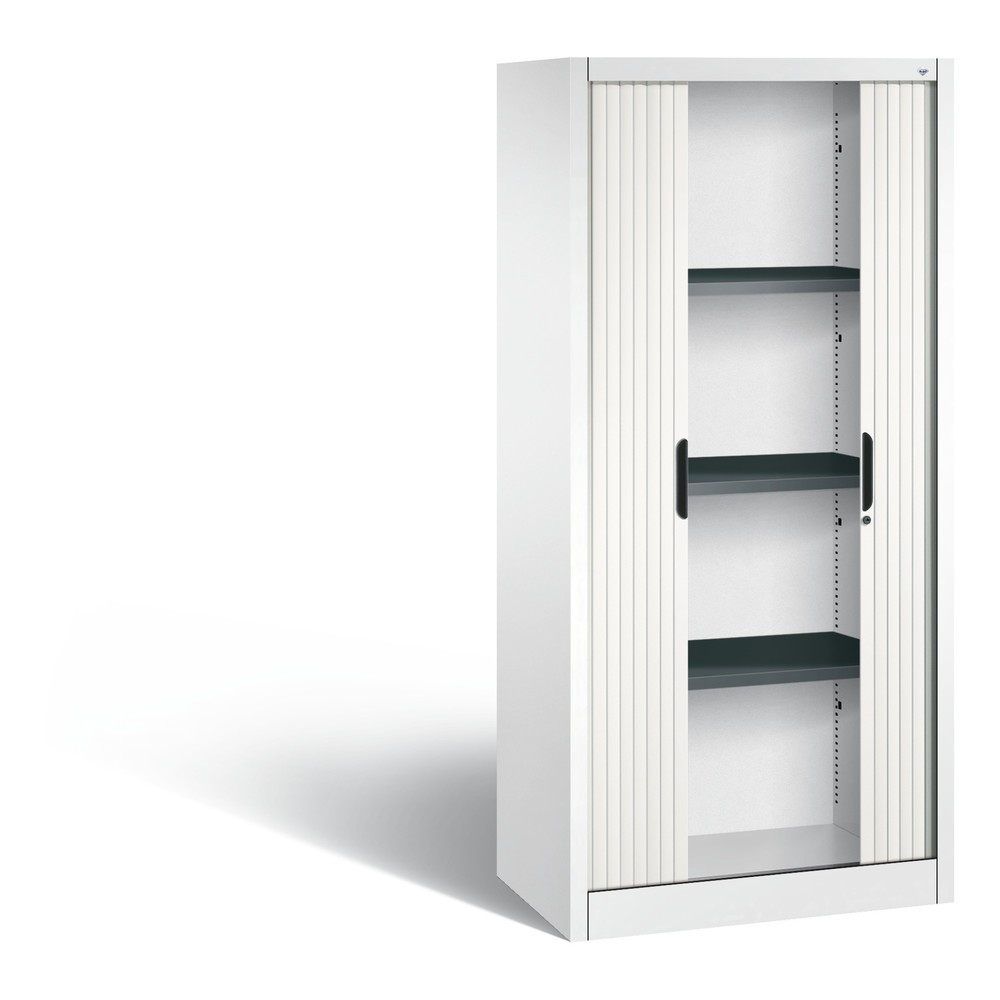 N° de l'image du produit 4 : Armoire à volet roulant C+P, 4 hauteurs de classeur, largeur 800 mm, blanc pur