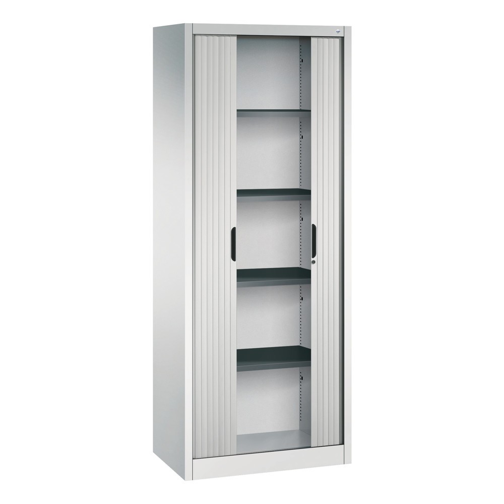 N° de l'image du produit 3 : Armoire à volet roulant C+P, 5 hauteurs de classeur, largeur 800 mm, gris clair