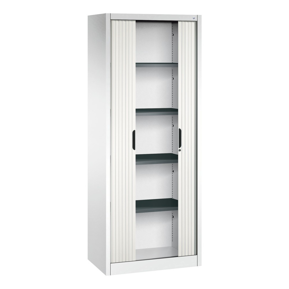 N° de l'image du produit 3 : Armoire à volet roulant C+P, 5 hauteurs de classeur, largeur 800 mm, blanc pur