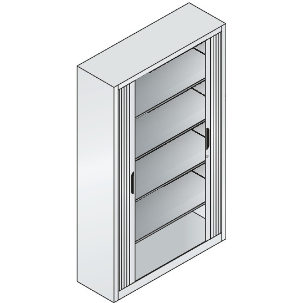 N° de l'image du produit 4 : Armoire à volet roulant C+P, 5 hauteurs de classeur, largeur 1 200 mm, gris clair