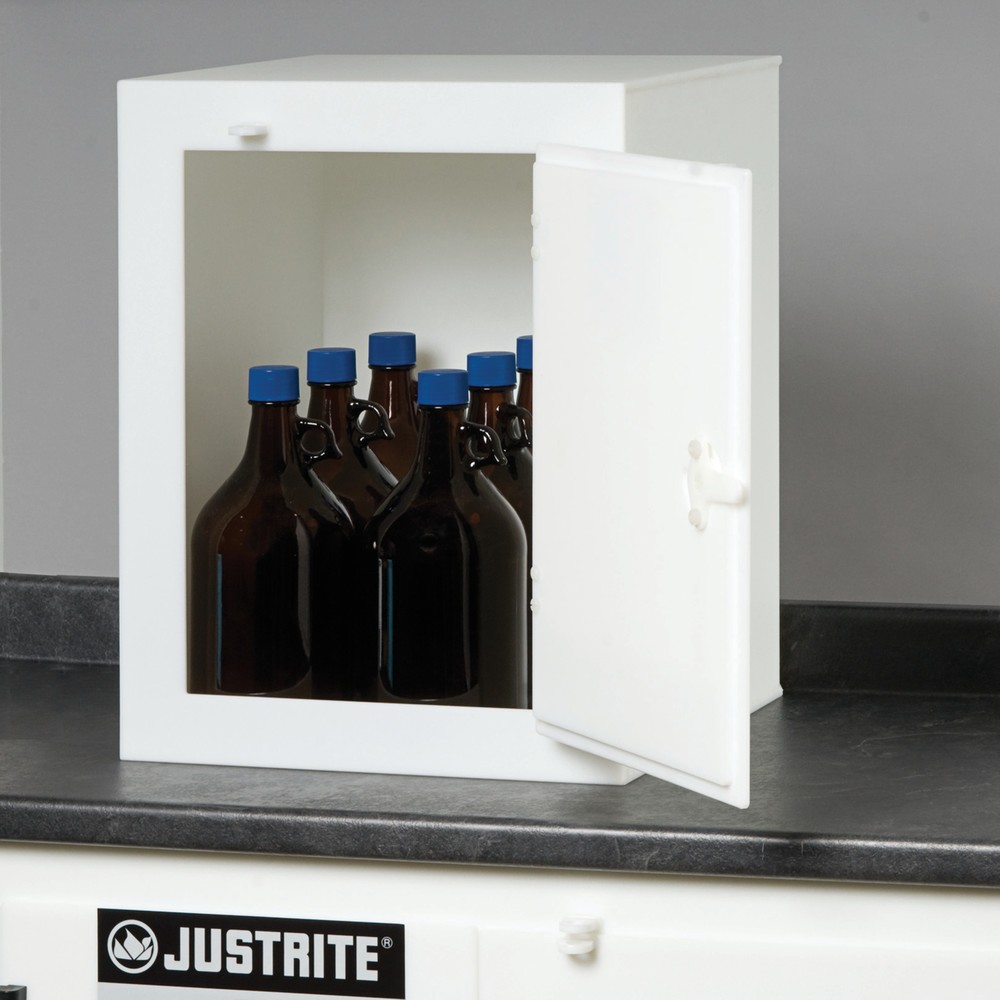 N° de l'image du produit 2 : Armoire à produits chimiques Justrite® en polyéthylène (PE), HxlxP 560 x 430 x 430 mm, sans tablette, fermeture manuelle