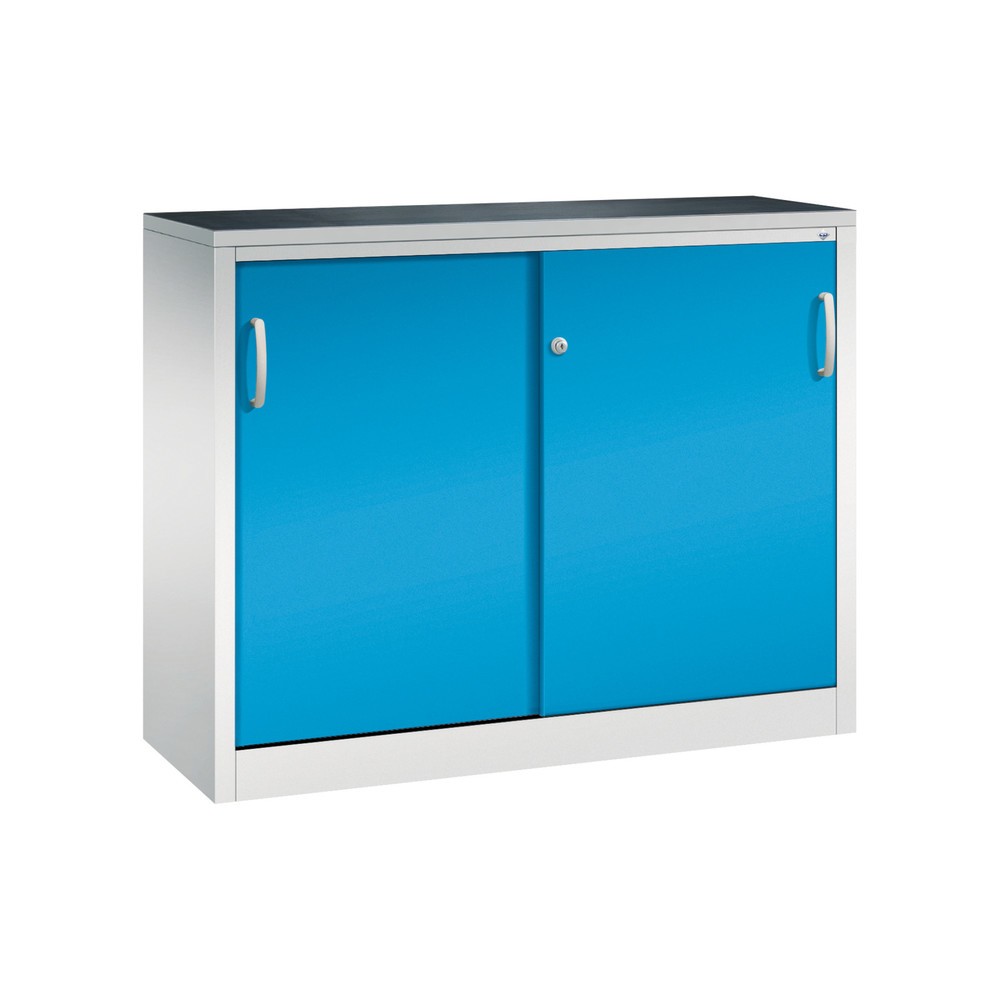 Illustration du produit: Armoire d’appoint d’atelier C+P avec 1 tablette, H x l x P 1 000 x 1 200 x 400 mm, gris clair, bleu clair