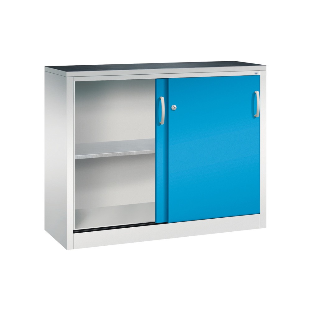 N° de l'image du produit 4 : Armoire d’appoint d’atelier C+P avec 1 tablette, H x l x P 1 000 x 1 200 x 400 mm, gris clair, bleu clair