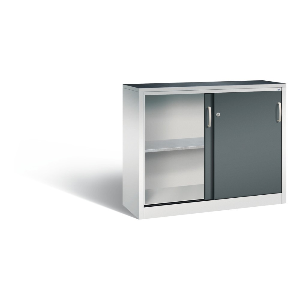 N° de l'image du produit 4 : Armoire d’appoint d’atelier C+P avec 1 tablette, H x l x P 1 000 x 1 200 x 400 mm, gris clair, gris anthracite