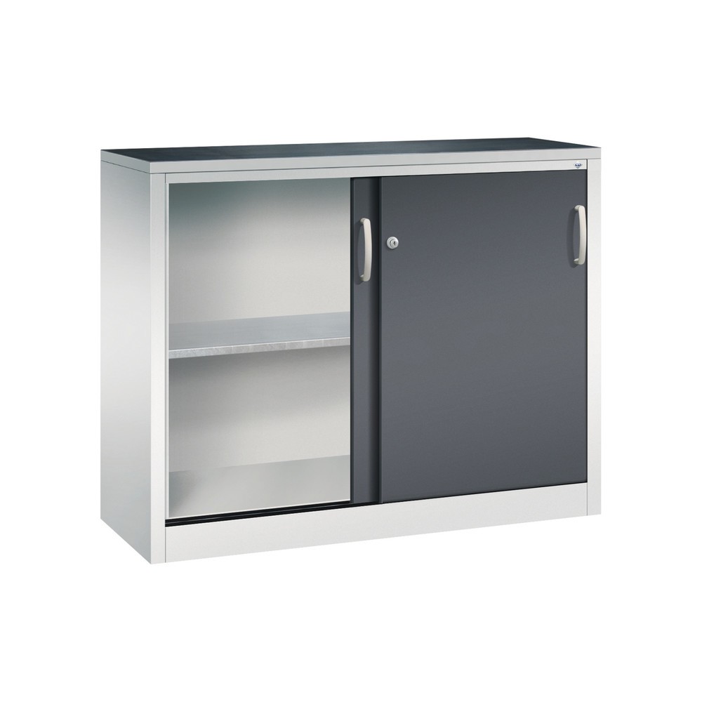 N° de l'image du produit 4 : Armoire d’appoint d’atelier C+P avec 1 tablette, H x l x P 1 000 x 1 200 x 400 mm, gris clair, gris noir