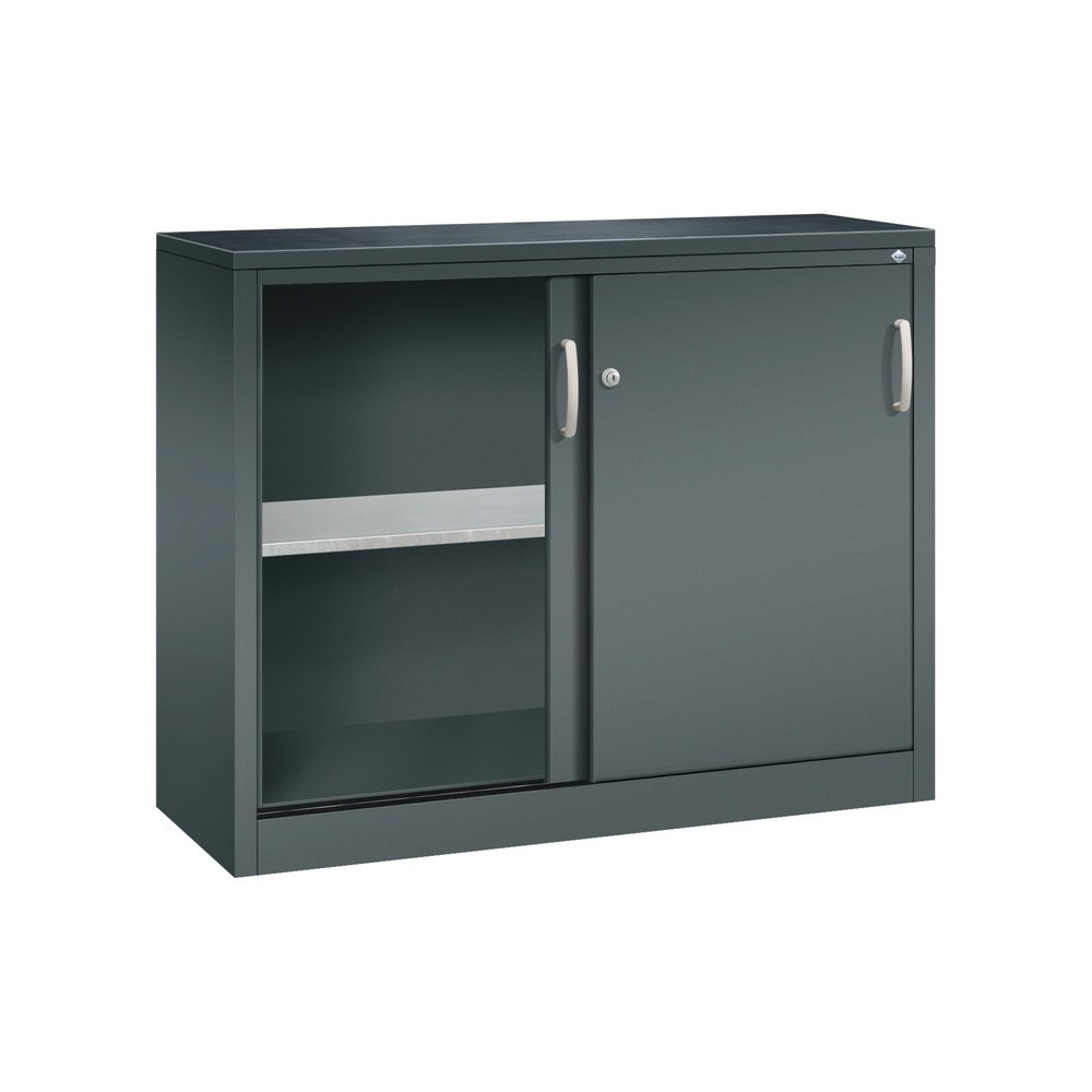 N° de l'image du produit 4 : Armoire d’appoint d’atelier C+P avec 1 tablette, H x l x P 1 000 x 1 200 x 400 mm, gris anthracite, gris anthracite