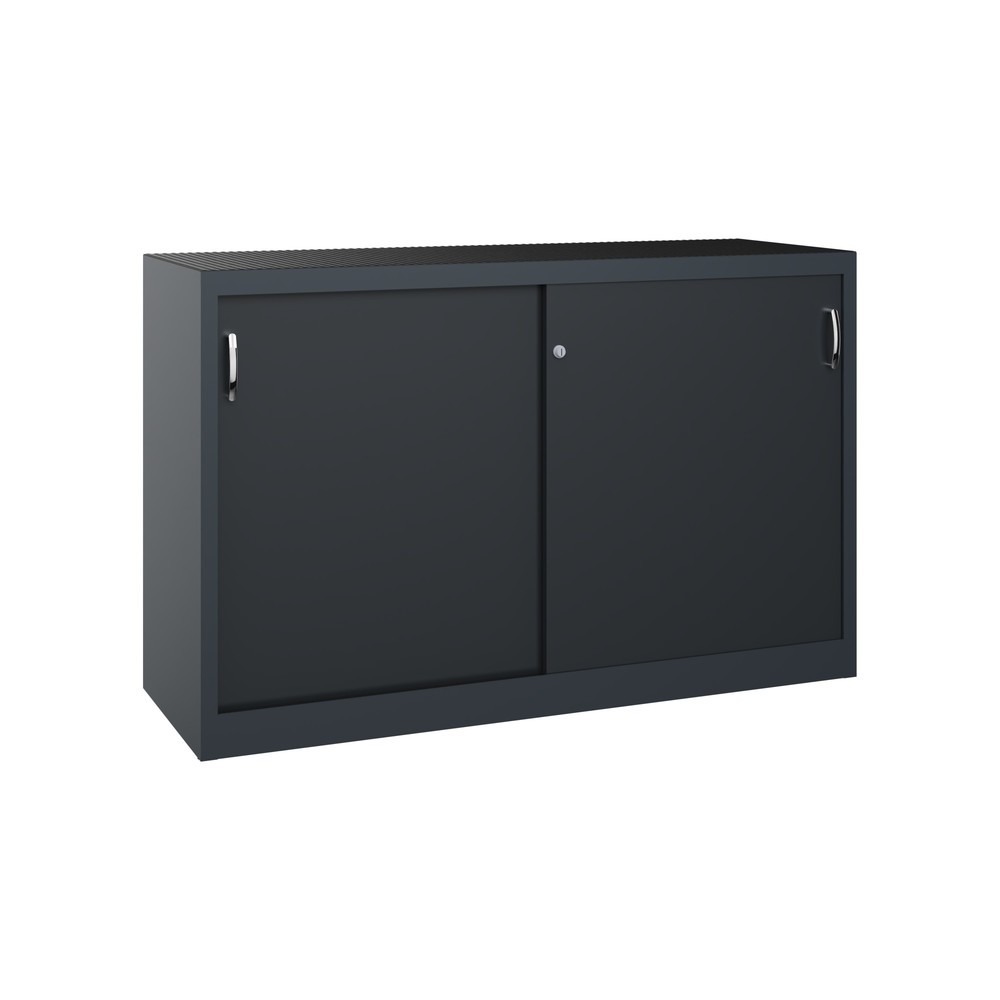 Illustration du produit: Armoire d’appoint d’atelier C+P avec 2 tablettes, H x l x P 1 000 x 1 600 x 500 mm, cloison de séparation, gris anthracite, gris noir