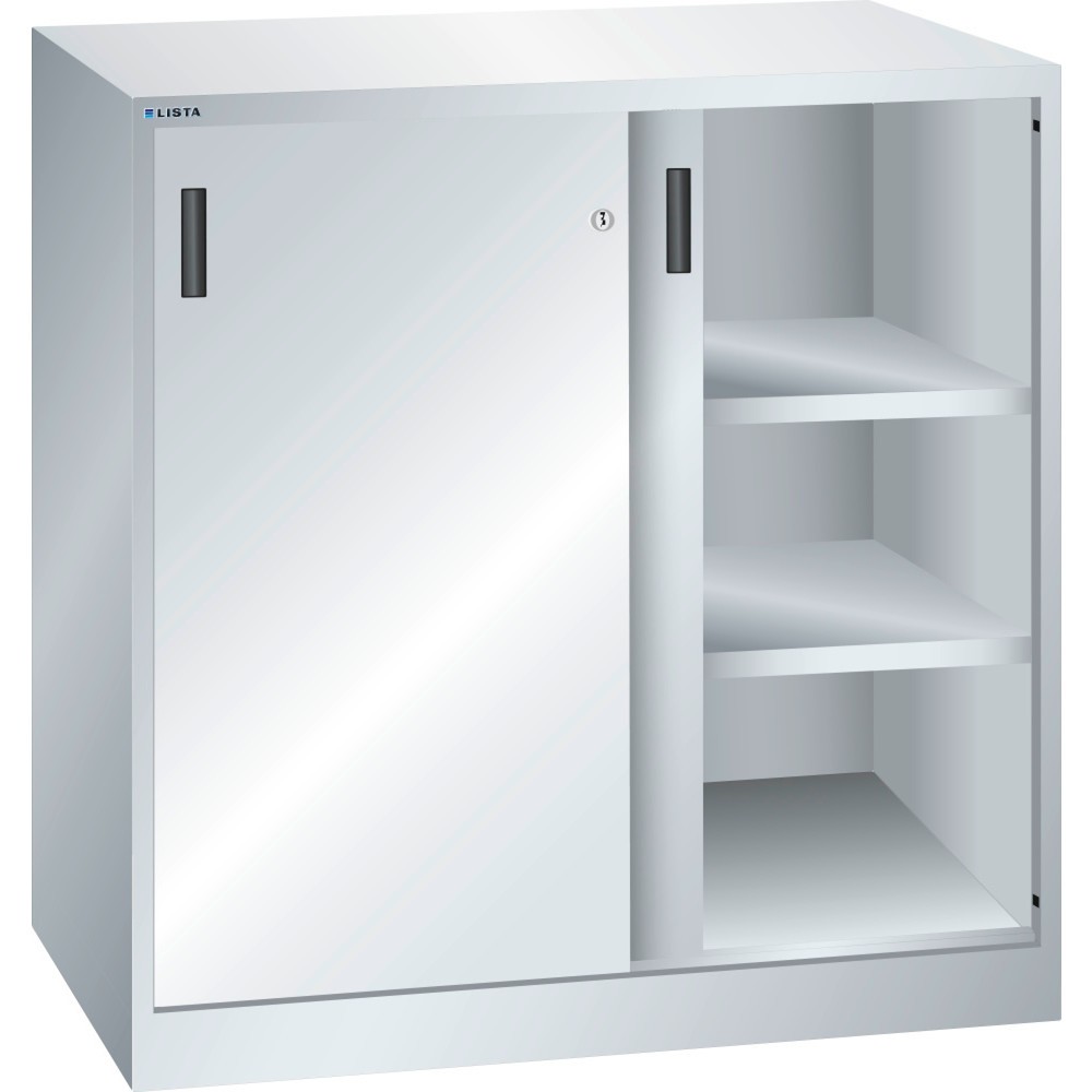 Illustration du produit: Armoire d'appoint LISTA avec portes coulissantes, (lxPxH) 1 000x400x1 000 mm, 2 étagères réglables, gris clair