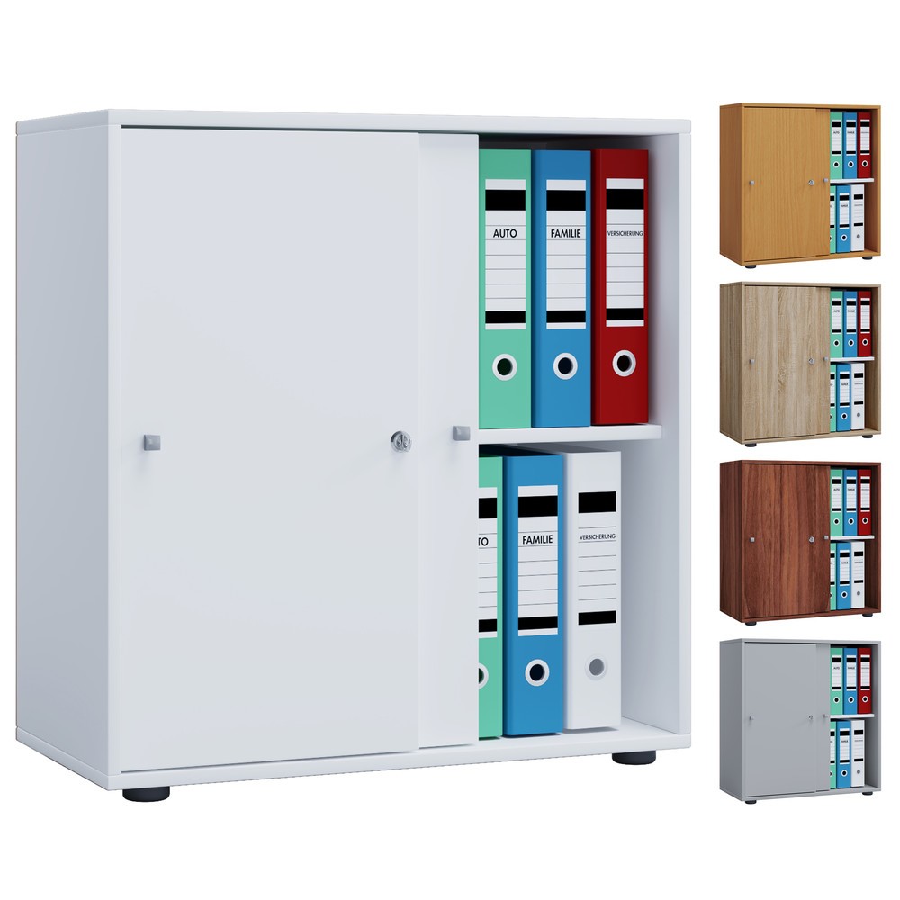 N° de l'image du produit 3 : Lona Armoire de bureau avec portes coulissantes, 2 compartiments, HxlxP 740 x 700 x 400 mm, blanc
