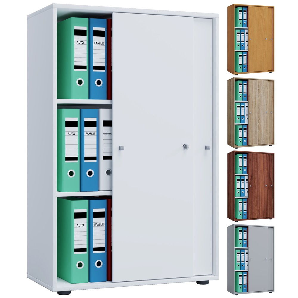 N° de l'image du produit 4 : Lona Armoire de bureau avec portes coulissantes, 3 compartiments, HxLxP 1,110 x 700 x 400 mm, blanc