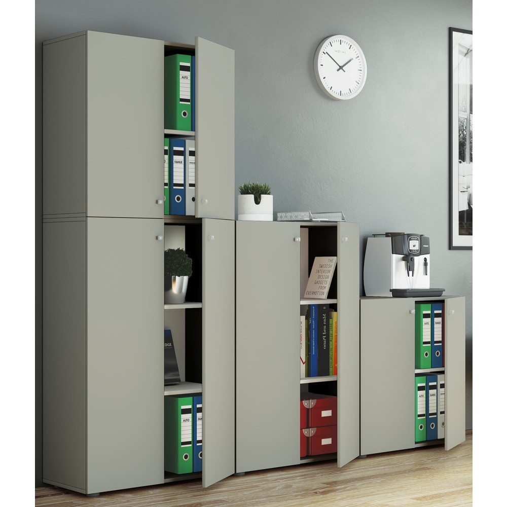 N° de l'image du produit 4 : Armoire de bureau VCM Lona L avec portes battantes, grise