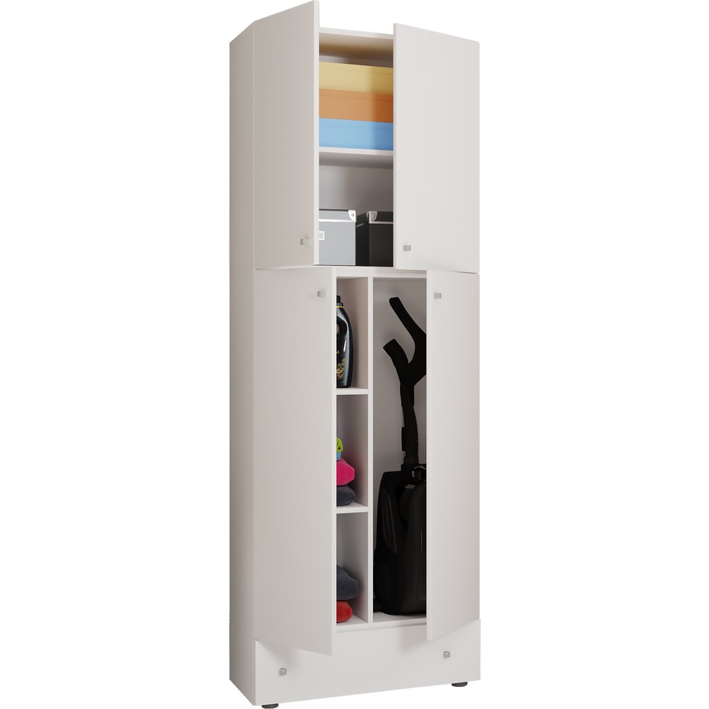 Illustration du produit: VCM armoire à produits de nettoyage Lona XXL avec portes battantes et tiroir, blanche