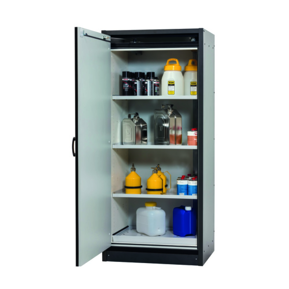N° de l'image du produit 3 : Armoire coupe-feu asecos® de type 30, haut. x larg. x prof. 1 947 x 564 x 620 mm, gris anthracite, jaune d’or