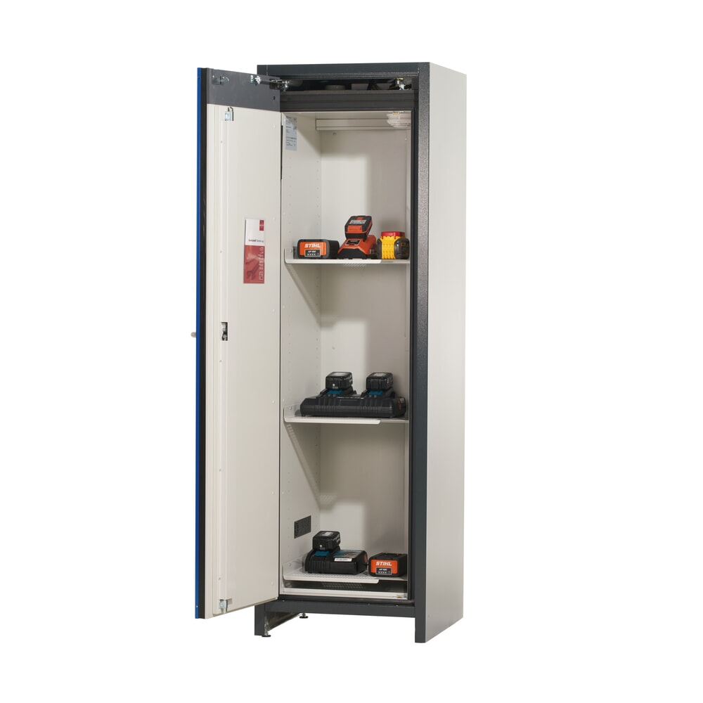 N° de l'image du produit 6 : Armoire de sécurité asecos® pour batterie type 90 pour batterie lithium-ions ION-CORE-STORE, haut. x larg. x prof. 1 953 x 599 x 615 mm, 3 étagères isolées, 1 bac de rétention au sol