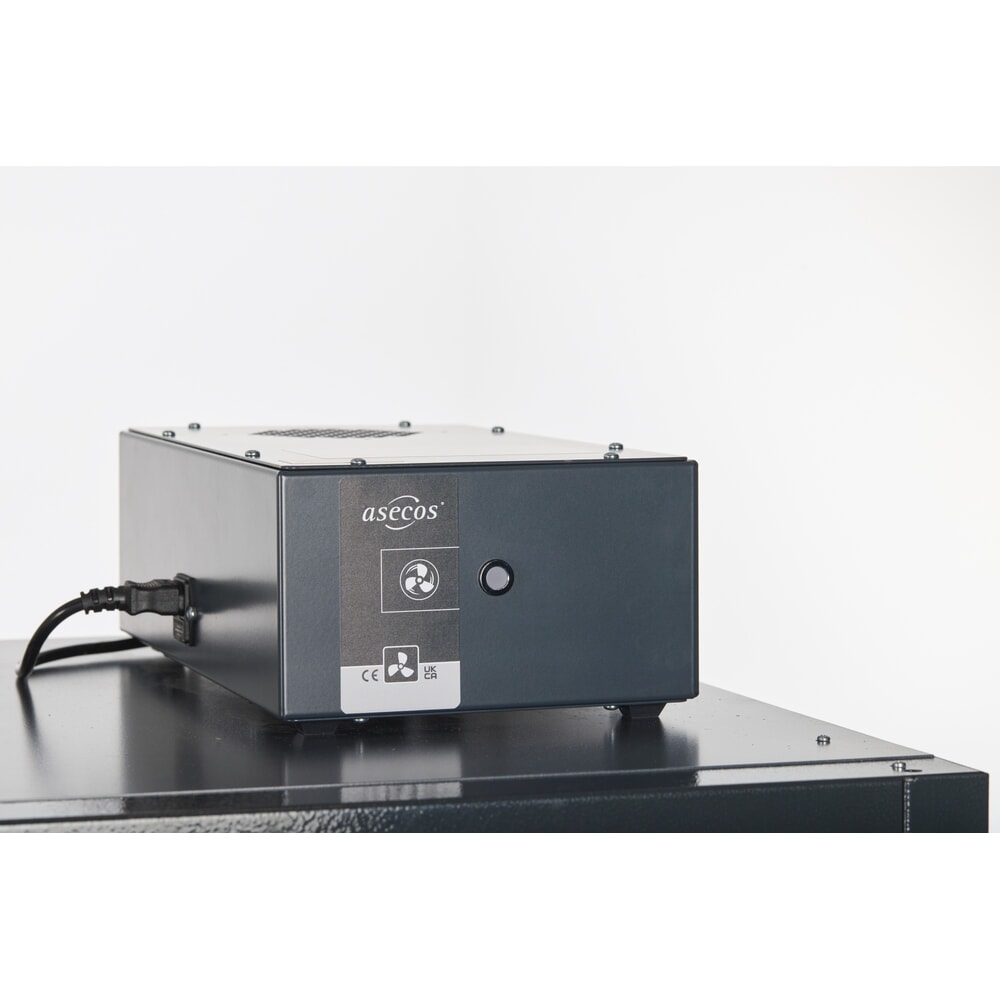 N° de l'image du produit 6 : Armoire de sécurité asecos® pour batterie lithium-ions type 90 ION-PRO-CHARGE, HxLxP 2.224 x 1.193 x 615 mm, 3x tablettes isolées, 3x multiprises (version UE), 1x bac de rétention au sol