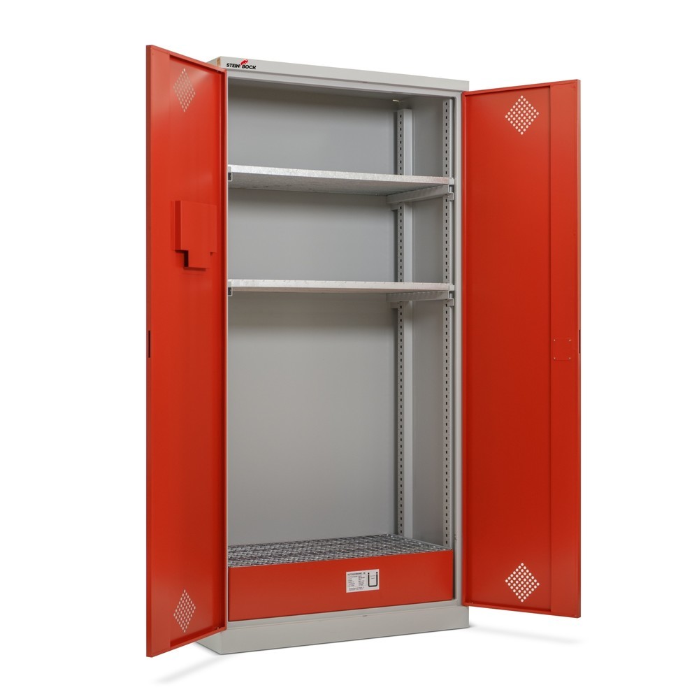 N° de l'image du produit 8 : Armoire de sécurité Steinbock® pour conteneurs d’huile, 2 étagères grillagées, 1 cuve de rétention, HxlxP 1 950 x 950 x 500 mm