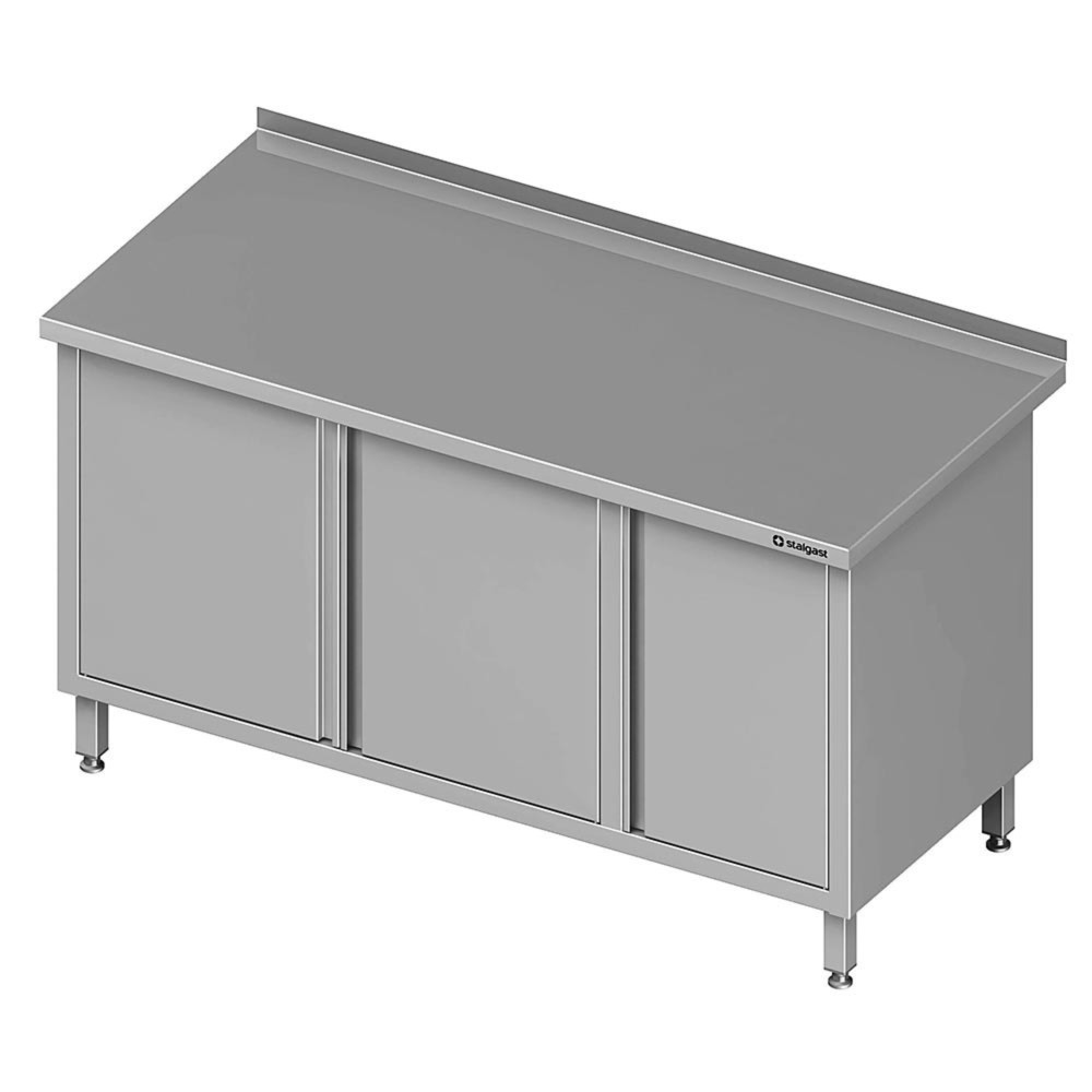 Illustration du produit: Armoire de travail Stalgast à portes battantes, 1200x600x850 mm, avec armoire à portes battantes à droite, avec rebord, soudée