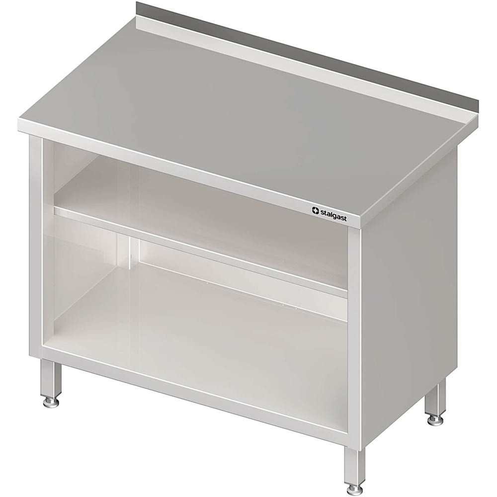 Illustration du produit: Armoire de travail Stalgast ouverte, avec fond et plateau intermédiaire, 400x600x850 mm, avec rebord, soudée