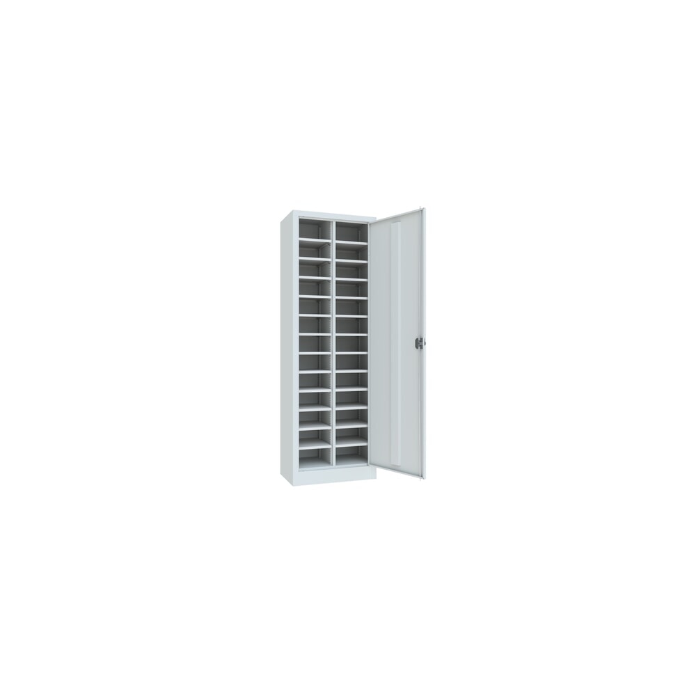 N° de l'image du produit 3 : Armoire de tri PAVOY avec porte, 26 compartiments, gris clair, gris clair