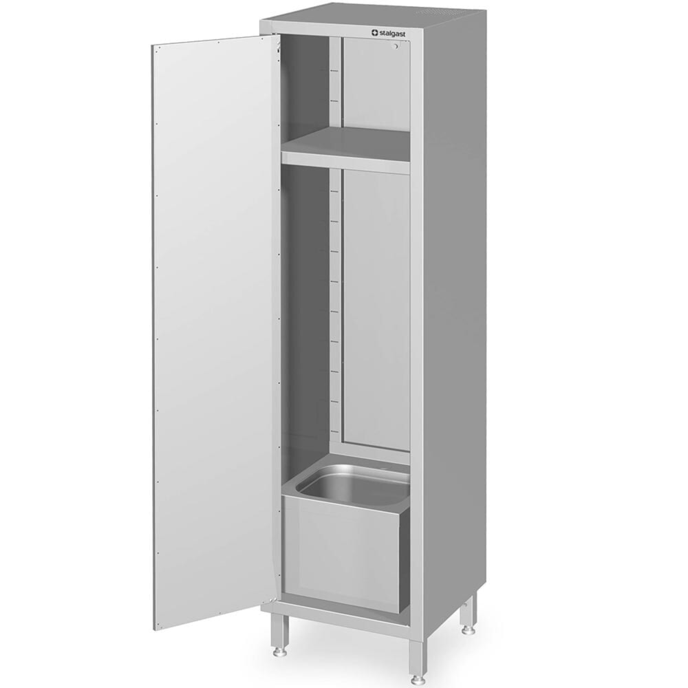 N° de l'image du produit 2 : Armoire haute Stalgast avec évier pour ustensiles de nettoyage, 500 x 500 x 2 000 mm, soudée