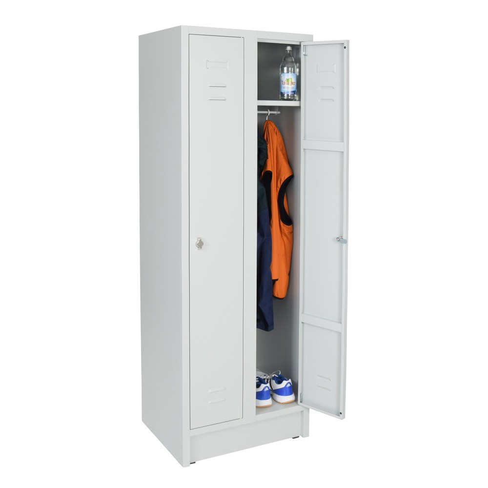 N° de l'image du produit 4 : Armoire-penderie avec banc HEMMDAL HG-SB-1, fermeture à pêne tournant, 2 compartiments, HxlxP 1 800 x 600 x500 mm, gris clair