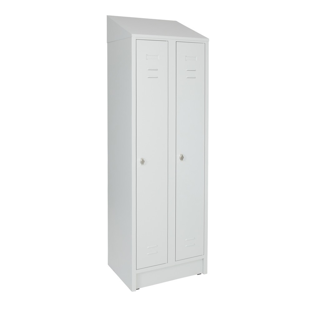 N° de l'image du produit 5 : Armoire-penderie avec socle HEMMDAL HG-S-2, fermeture à pêne tournant, 2 compartiments, gris clair