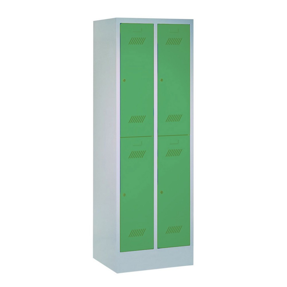 Illustration du produit: Armoire-penderie BASIC avec pieds et fermeture à pêne tournant, 2 niveaux, 4 compartiments, H x l x P 1 850 x 630 x 500 mm, gris clair, bleu gentiane