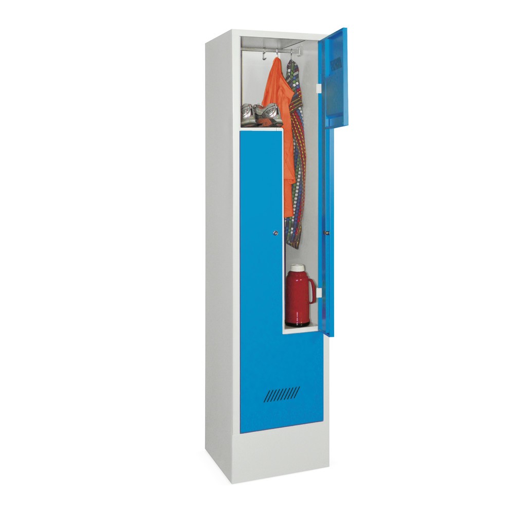 N° de l'image du produit 2 : Armoire-penderie en Z PAVOY, 2 compartiments, H x l x P 1 850 x 430 x 500 mm, bleu gentiane, gris clair