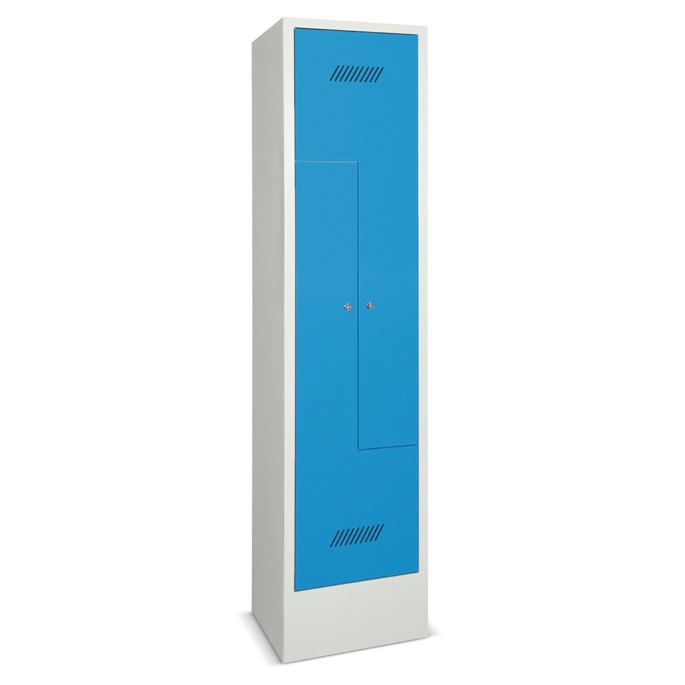 N° de l'image du produit 3 : Armoire-penderie en Z PAVOY, 2 compartiments, H x l x P 1 850 x 430 x 500 mm, bleu gentiane, gris clair
