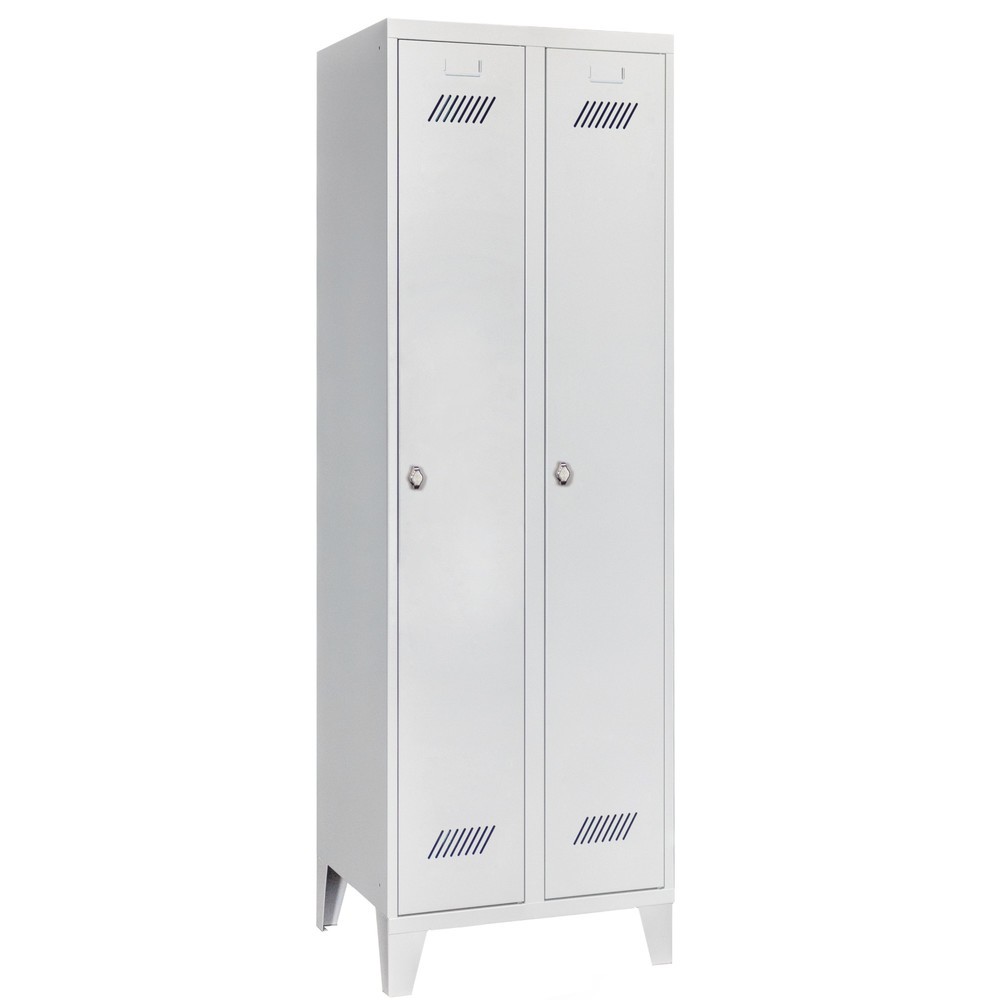 N° de l'image du produit 2 : Armoire-penderie PAVOY avec pieds + fermeture à pêne tournant, 2 compartiments, H x l x P 1 850 x 630 x 500 mm, gris clair, gris clair