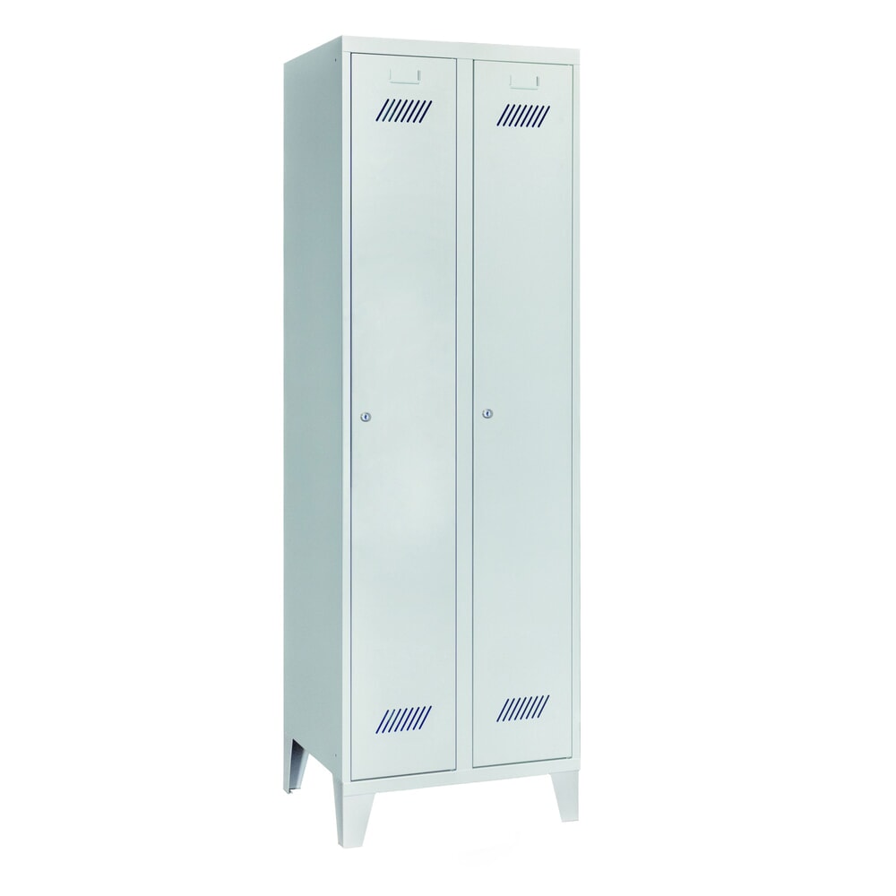 Illustration du produit: Armoire-penderie PAVOY avec pieds + serrure à cylindre, 2 compartiments, H x l x P 1 850 x 630 x 500 mm, gris clair, gris clair