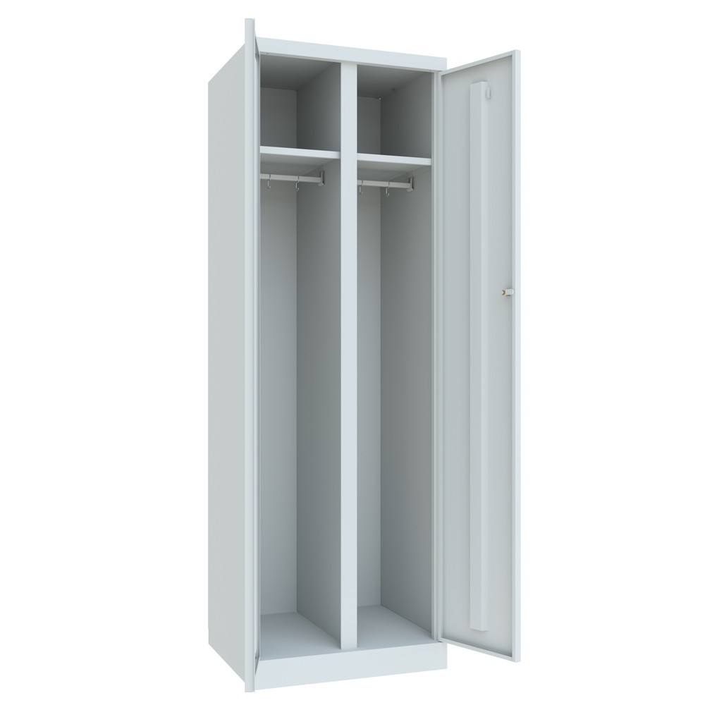 N° de l'image du produit 3 : Armoire-penderie PAVOY avec portes battantes, H x l x P 1 800 x 600 x 500, fermeture centralisée, gris clair, gris clair