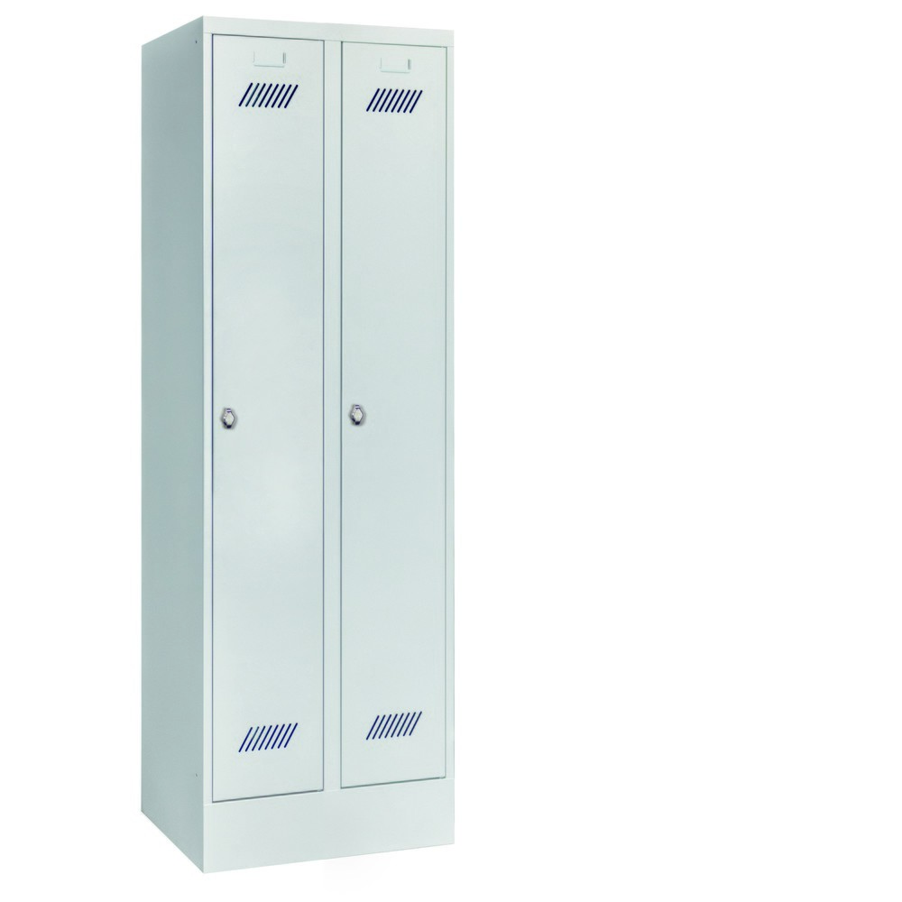 N° de l'image du produit 2 : Armoire-penderie PAVOY avec socle + fermeture à pêne tournant, 2 compartiments, H x l x P 1 850 x 630 x 500 mm, gris clair, gris clair